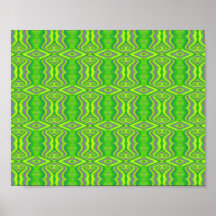 Lime Green 60's Retro Fractal Pattern Print