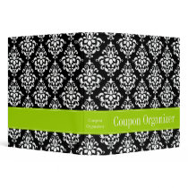 Lime Green and Black Damask Coupon Organizer