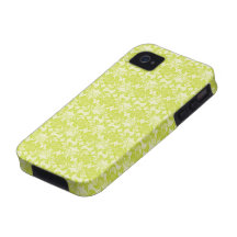 lime green and creme floral damask pattern iPhone 4 case