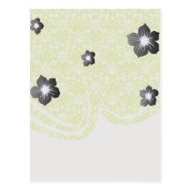 lime green and creme floral damask pattern postcard