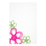 Lime Green and Hot Pink Wild Flowers Personalized Stationery