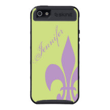 Lime Green and Lavender Fleur de Lis iPhone 5 case