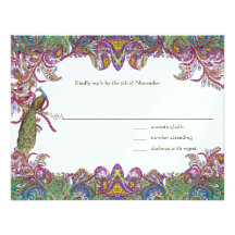 Lime Green and Raspberry Damask Wedding Invitation