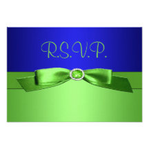 Lime Green and Royal Blue Reply Card Personalized Invite