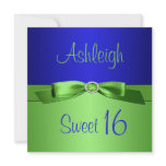 Lime Green and Royal Blue Sweet Sixteen Invitation