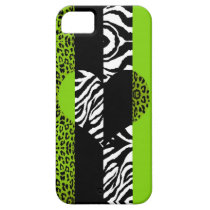 Lime Green and Zebra Animal Print Heart casemate cases