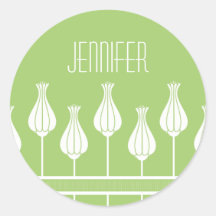 Lime Green Art Deco Floral Stickers