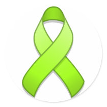 Lime Green Awareness Ribbon Round Sticker