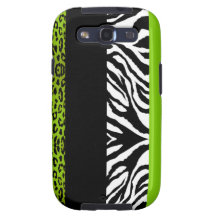 Lime Green Black and Zebra Custom Animal Print Galaxy S3 Covers