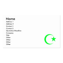 Lime Green Crescent & Star.png Business Card Templates