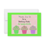 Lime Green Cupcake Birthday Party Invitation