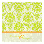 Lime green damask on Ivory Damask/orange accent Announcements