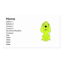 Lime Green Dog. Cute Hound Cartoon. Business Card Templates
