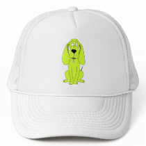 Lime Green Dog. Cute Hound Cartoon. Mesh Hats
