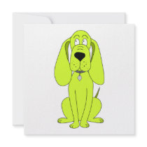 Lime Green Dog. Cute Hound Cartoon. Personalized Announcements