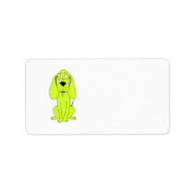 Lime Green Dog. Cute Hound Cartoon. Personalized Address Label