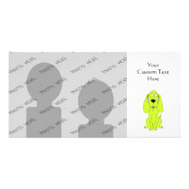 Lime Green Dog. Cute Hound Cartoon. Photo Card Template