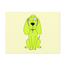 Lime Green Dog. Cute Hound Cartoon. Post Cards