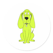 Lime Green Dog. Cute Hound Cartoon. Sticker