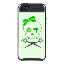 Lime Green Hair Stylist Skull & Scissor Crossbones iPhone 5 Covers