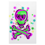 Lime Green Hot pInk Skull Colourful Cosmos stationery