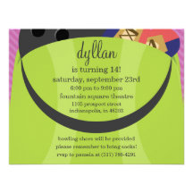 Lime Green In The Bag Bowling Birthday Party Custom Announcements