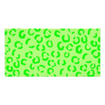 Lime Green Leopard Print Pattern. Photo Card Template