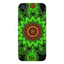 Lime Green Orange Black Lace Doily Mandala Snowfla iPhone 5 Covers