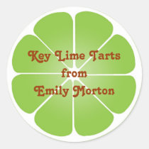 Lime green party favour label seal jar top round stickers