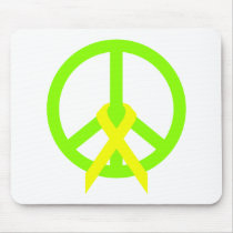 Lime Green Peace & Ribbon mousepads