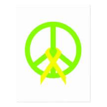 Lime Green Peace & Ribbon Post Card