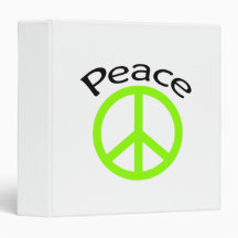 Lime Green Peace & Word 3 Ring Binders