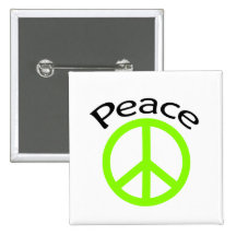 Lime Green Peace & Word Buttons