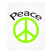 Lime Green Peace & Word Custom Invites