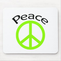 Lime Green Peace & Word mousepads