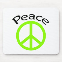 Lime Green Peace & Word Mouse Pad