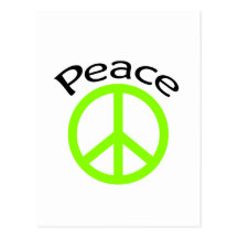 Lime Green Peace & Word Postcard