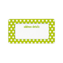 Lime green Polkadot Personalized Address Labels