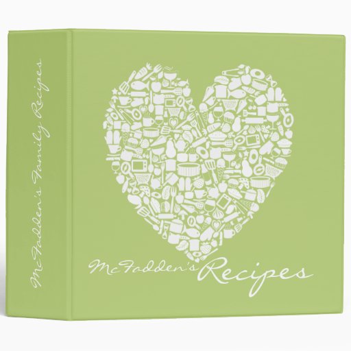 Lime Green Recipe Personalized Name Binder