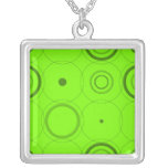 Lime, Green Retro Pop Squares Abstract Art Personalized Necklace