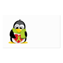Lime Green Ribbon Penguin Scarf Business Card Templates