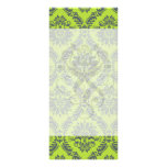 lime green royal damask pattern custom rack cards
