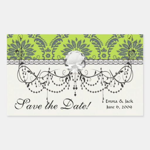 lime green royal damask pattern stickers