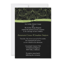 Lime Green Scrolls and Ribbon Wedding Invitation