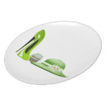 Lime Green Stiletto Shoe, Cupcake and Hat Art Dinner Plate