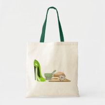 Lime Green Stiletto Shoe, Teacup and Hat Art Canvas Bags