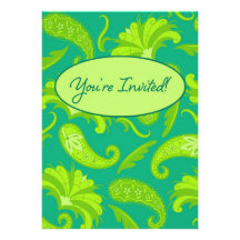 Lime Green & Teal Parisian Paisley Invitation