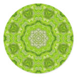 Lime Green Watercolor Mandala Round Stickers