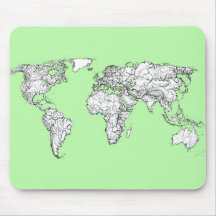 Lime green world map mousepads