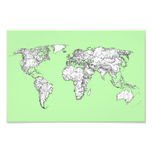 Lime green world map photographic print